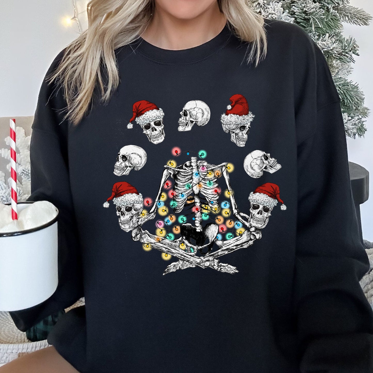 Skeleton Christmas, Juggling, Yoga Sweatshirt