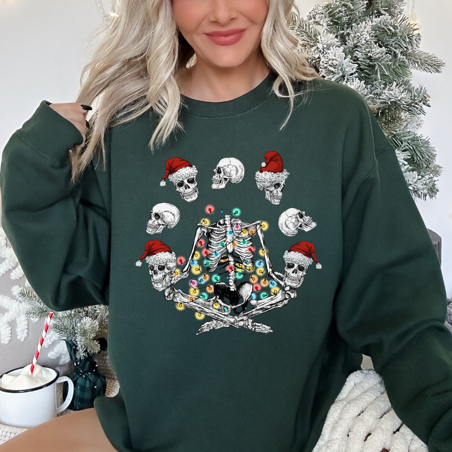 Skeleton Christmas, Juggling, Yoga Sweatshirt