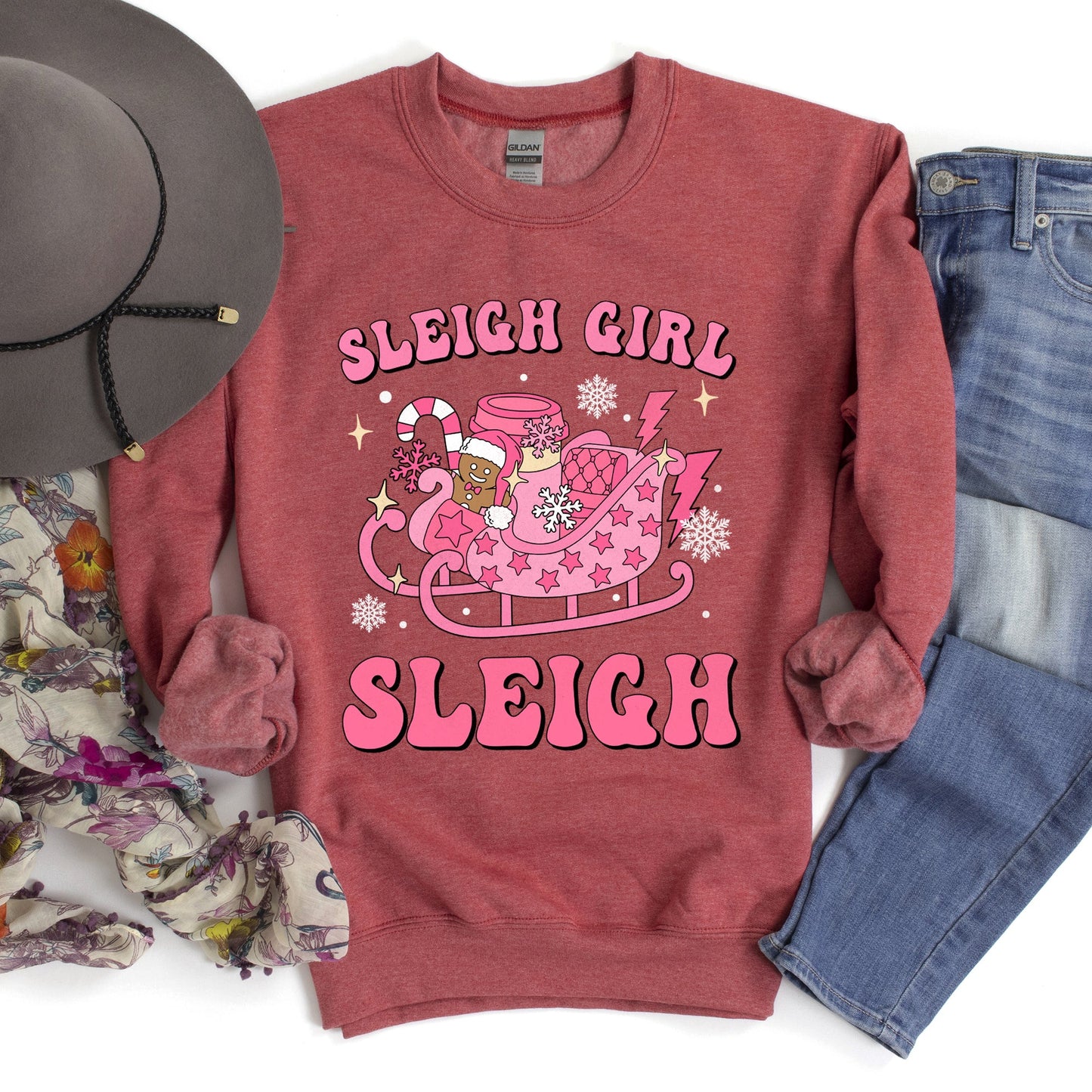 Sleigh Girl Sleigh, Christmas Retro Sweatshirt