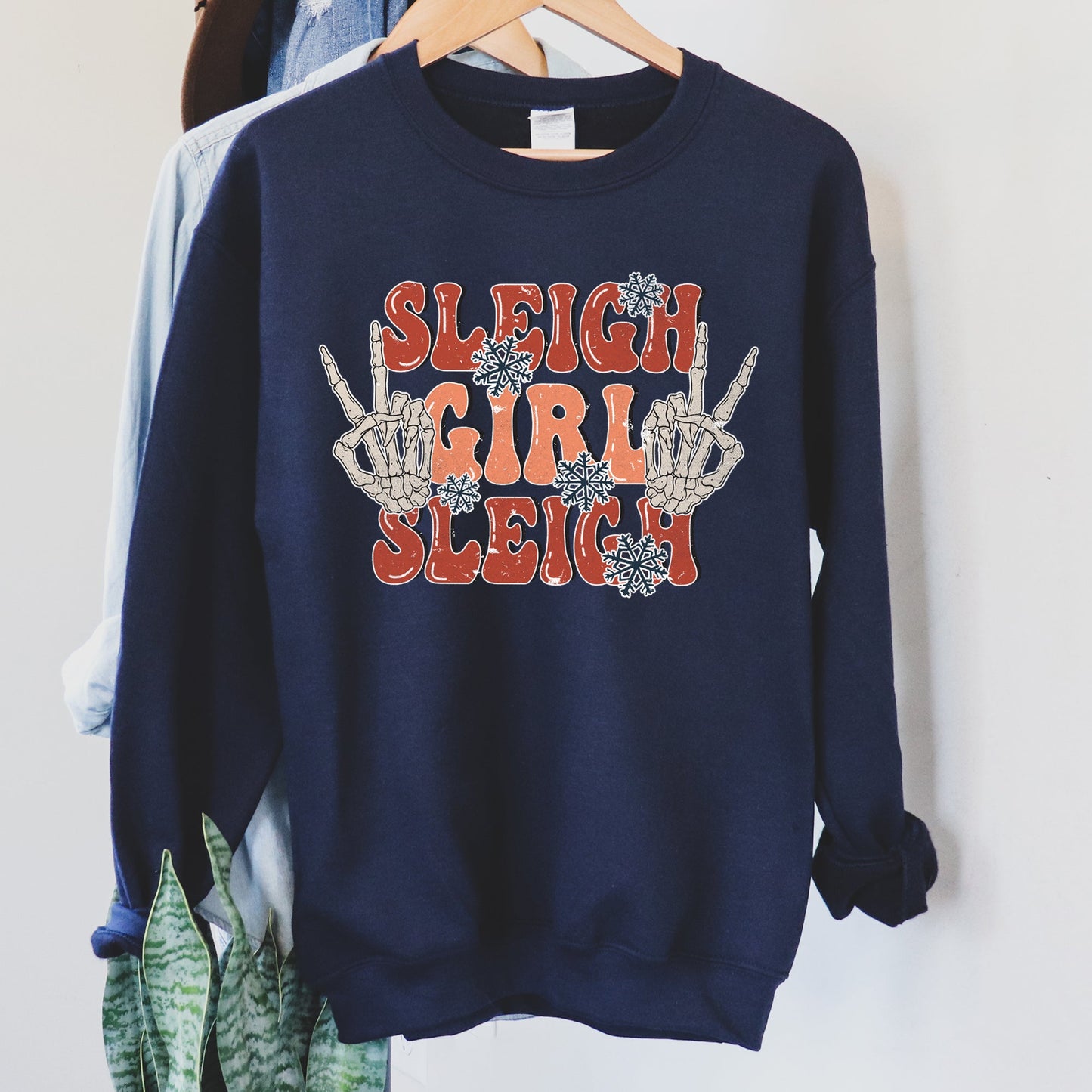 Sleigh Girl Sleigh, Skeleton, Christmas Sweatshirt