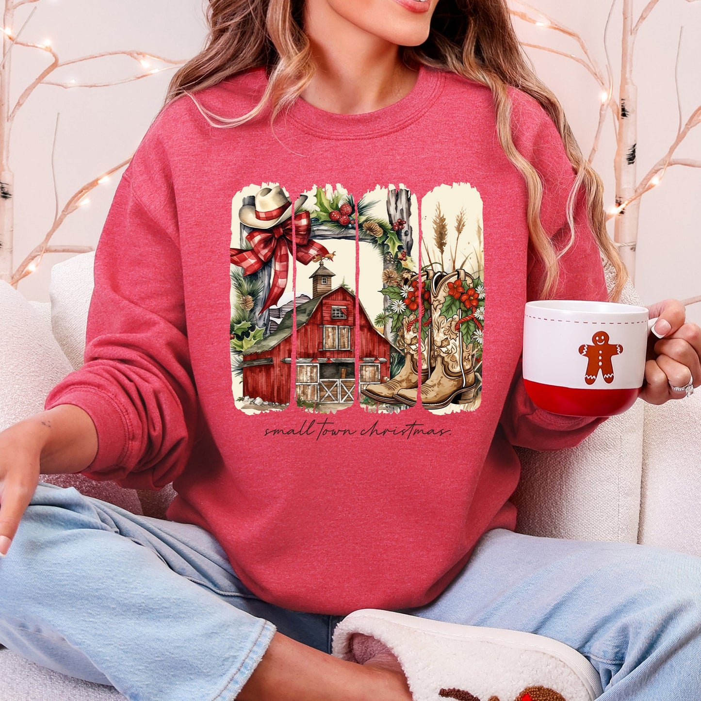 Small Town Christmas, Country, Farm Life, Santa Sweatshirt