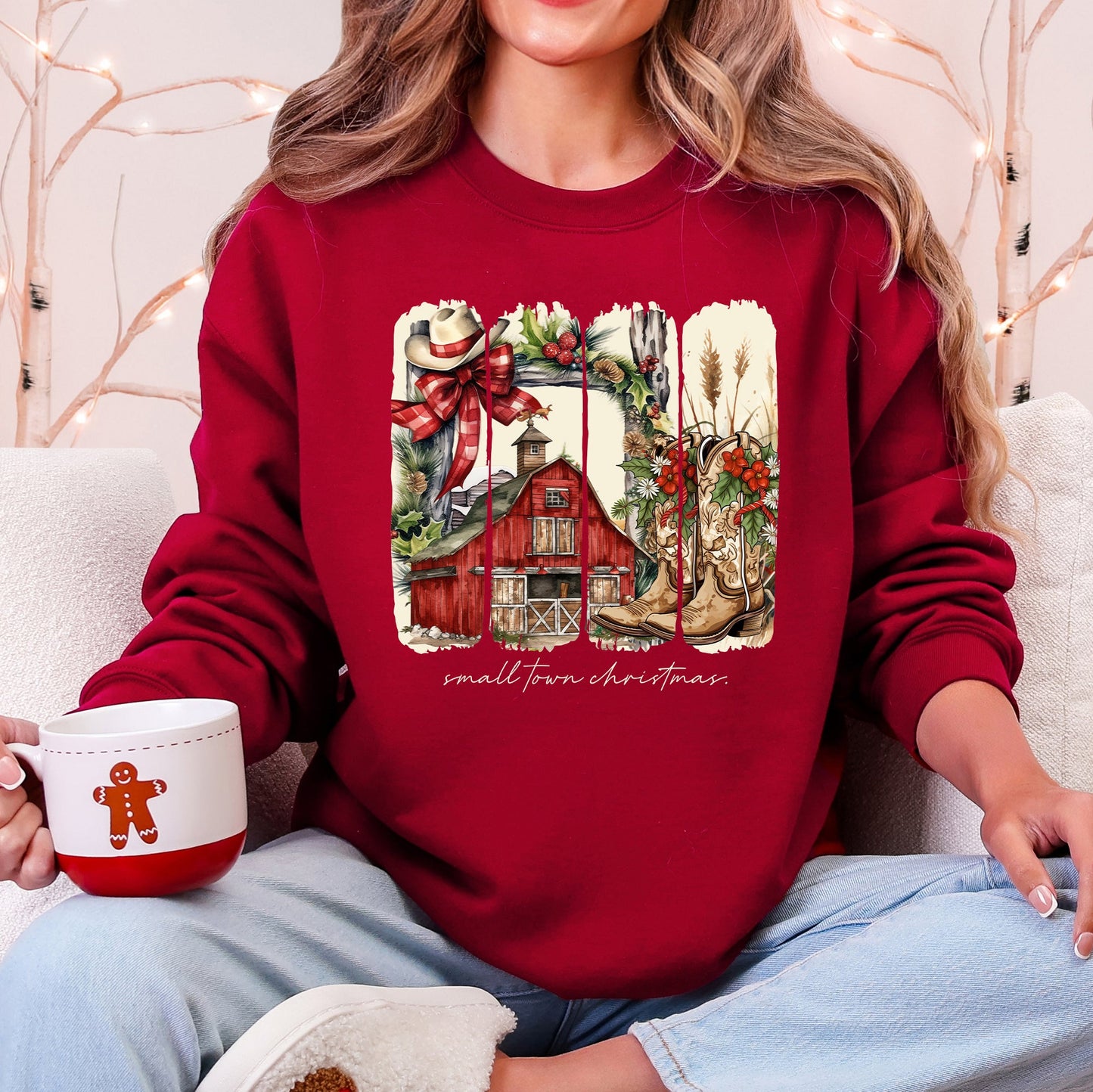 Small Town Christmas, Country, Farm Life, Santa Sweatshirt