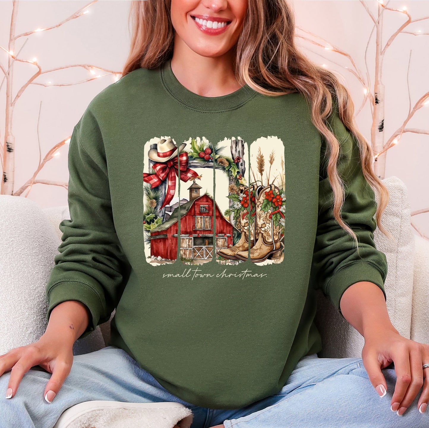 Small Town Christmas, Country, Farm Life, Santa Sweatshirt