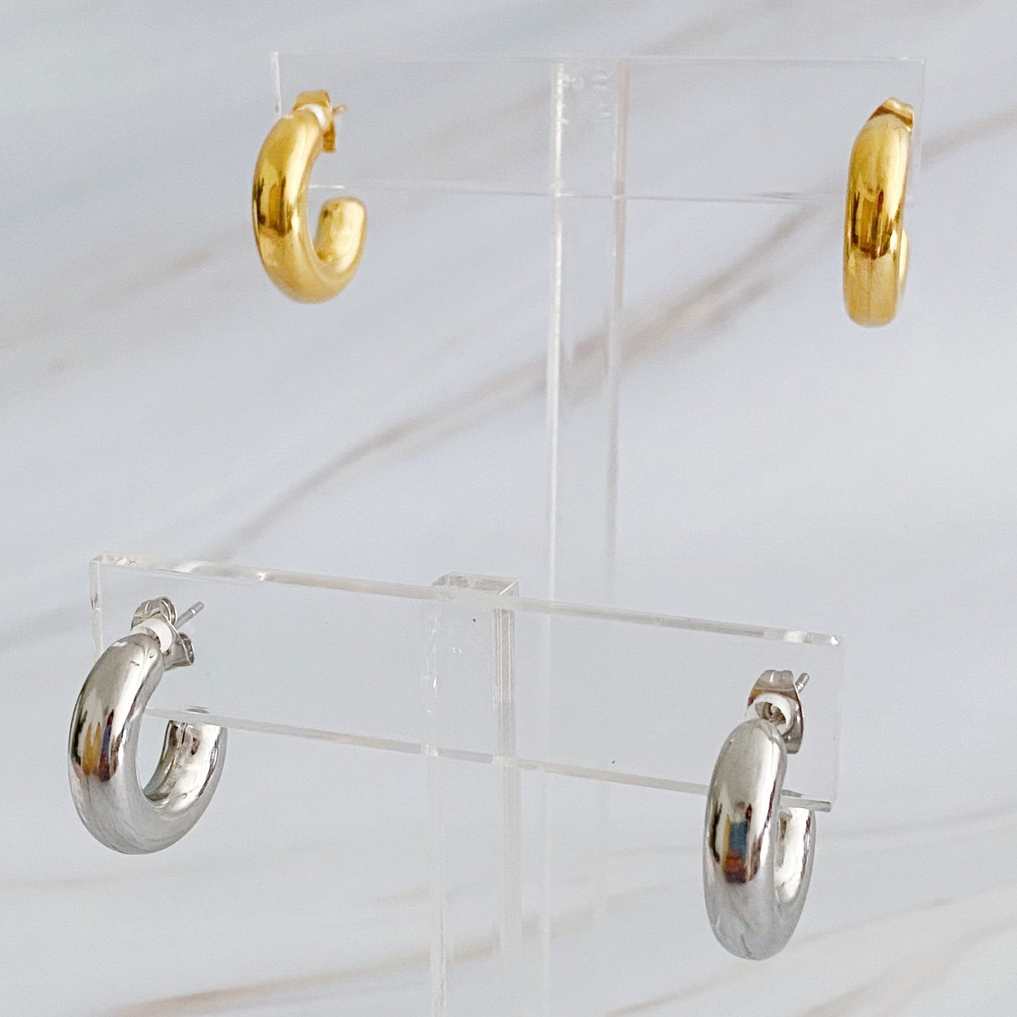 Smaller Polished Hollow Hoop Earrings