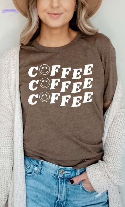 Smiley Coffee Graphic Tee - Aaria Tees