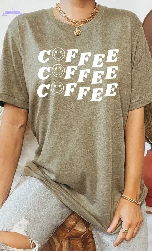 Smiley Coffee Graphic Tee - Aaria Tees