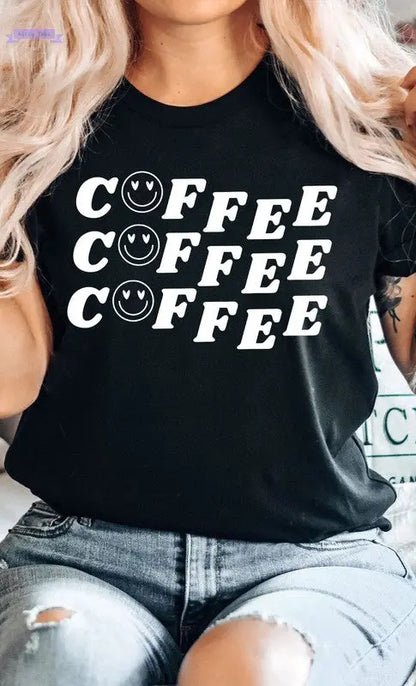 Smiley Coffee Graphic Tee - Aaria Tees