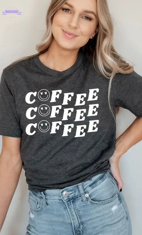 Smiley Coffee Graphic Tee - Aaria Tees