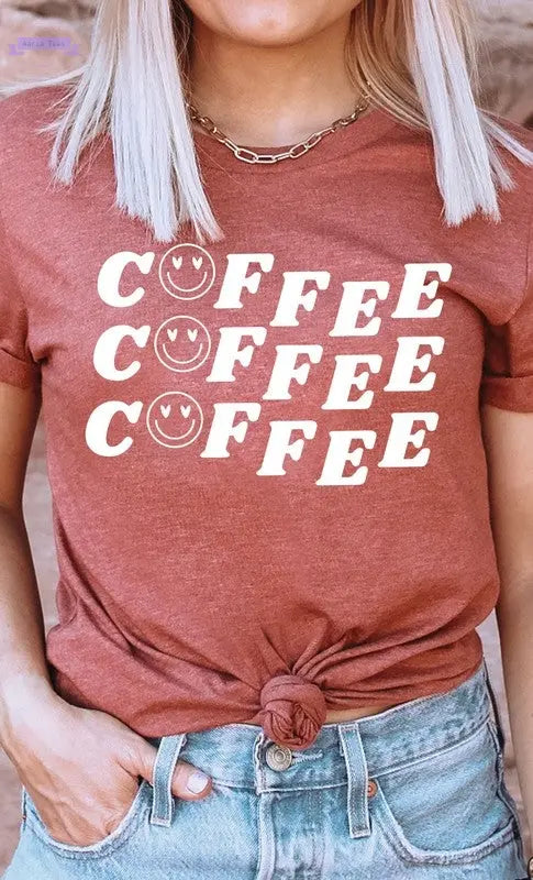 Smiley Coffee Graphic Tee - Aaria Tees