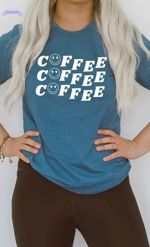 Smiley Coffee Graphic Tee - Aaria Tees