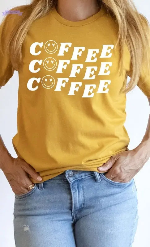 Smiley Coffee Graphic Tee - Aaria Tees