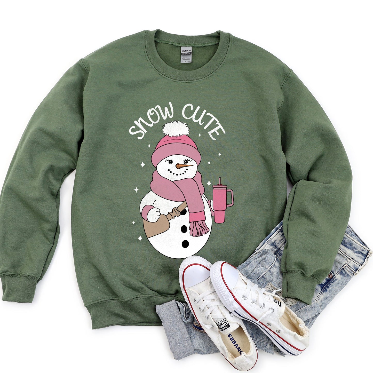 Snow Cute, Bougie Snowman Christmas Sweatshirt