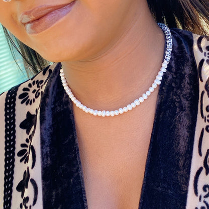 So Fresh Pearl And Porcelain Choker Necklace - Aaria Tees