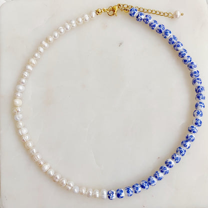 So Fresh Pearl And Porcelain Choker Necklace - Aaria Tees