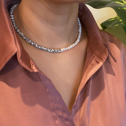 So Fresh Pearl And Porcelain Choker Necklace - Aaria Tees