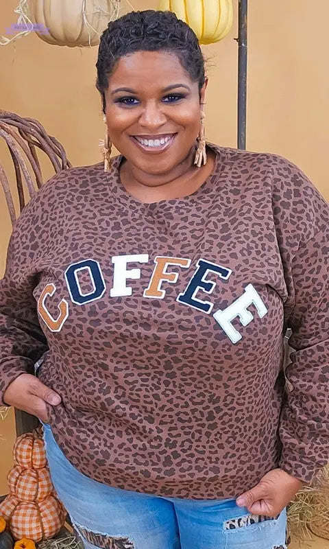 Soft Ideal Chenille Coffee Graphic Sweatshirt - Aaria Tees