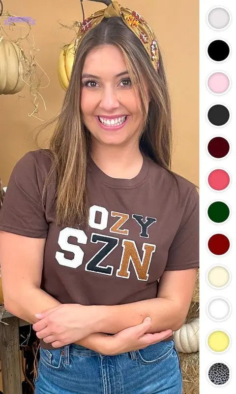 Soft Ideal Chenille Cozy SZN Graphic T-Shirt - Aaria Tees