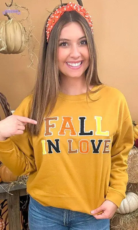 Soft Ideal Chenille Fall in Love Sweatshirt - Aaria Tees