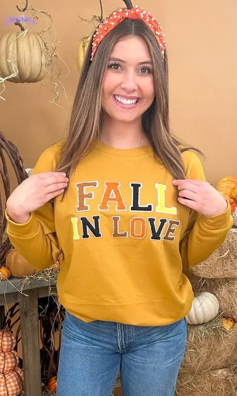 Soft Ideal Chenille Fall in Love Sweatshirt - Aaria Tees