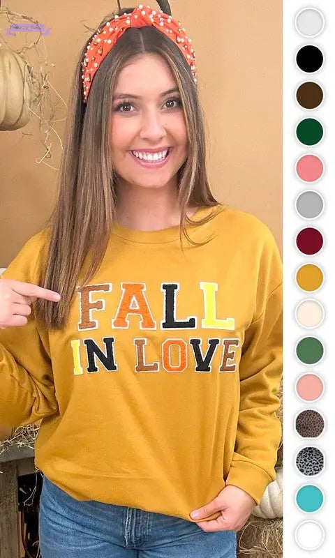 Soft Ideal Chenille Fall in Love Sweatshirt - Aaria Tees