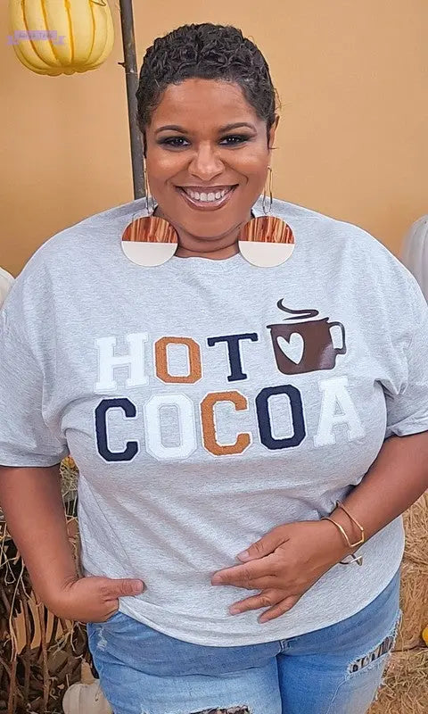 Soft Ideal Chenille Hot Cocoa Graphic T-Shirt - Aaria Tees