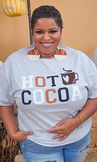 Soft Ideal Chenille Hot Cocoa Graphic T-Shirt - Aaria Tees
