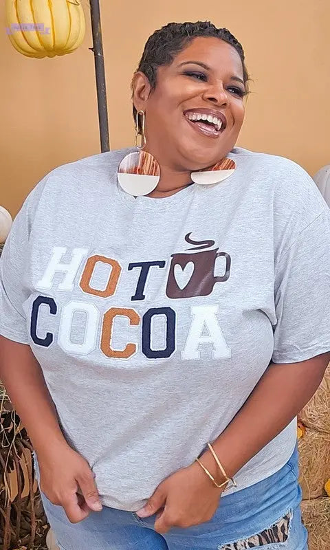 Soft Ideal Chenille Hot Cocoa Graphic T-Shirt - Aaria Tees