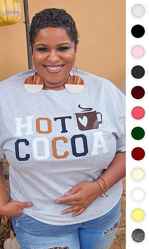 Soft Ideal Chenille Hot Cocoa Graphic T-Shirt - Aaria Tees
