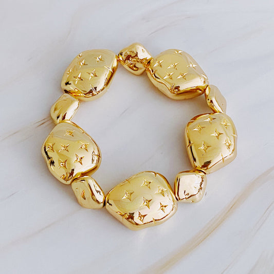 Starlight Golden Pebble Stretch Bracelet - Aaria Tees