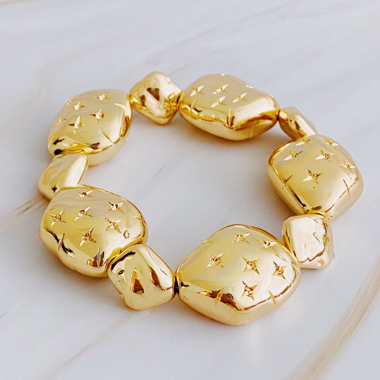 Starlight Golden Pebble Stretch Bracelet - Aaria Tees