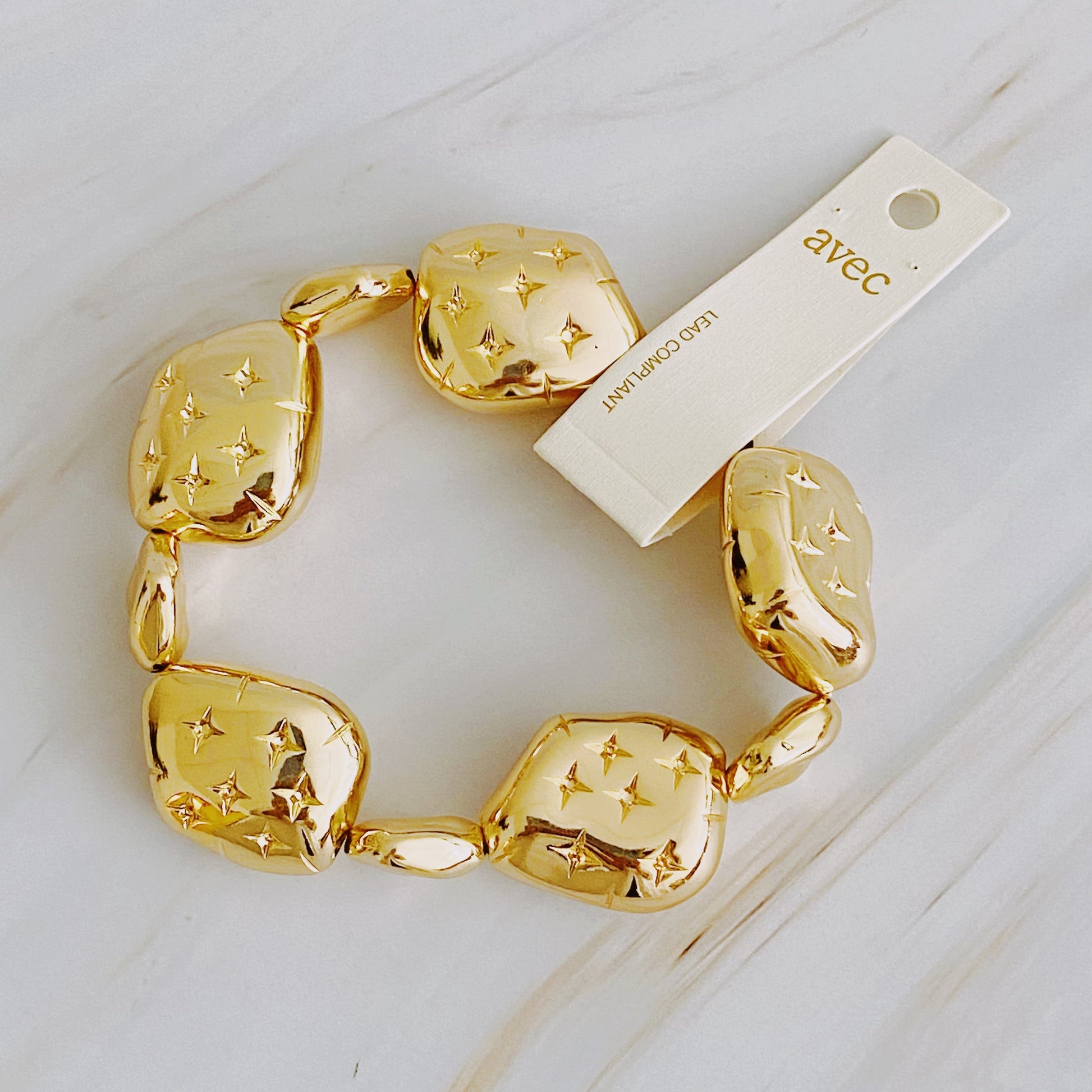 Starlight Golden Pebble Stretch Bracelet - Aaria Tees