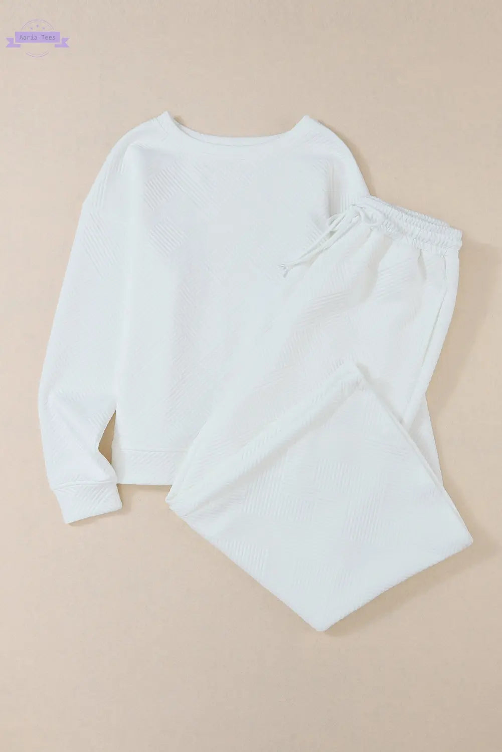 Strawberry Pink Ultra Loose Textured 2pcs Slouchy Outfit Aaria Tees