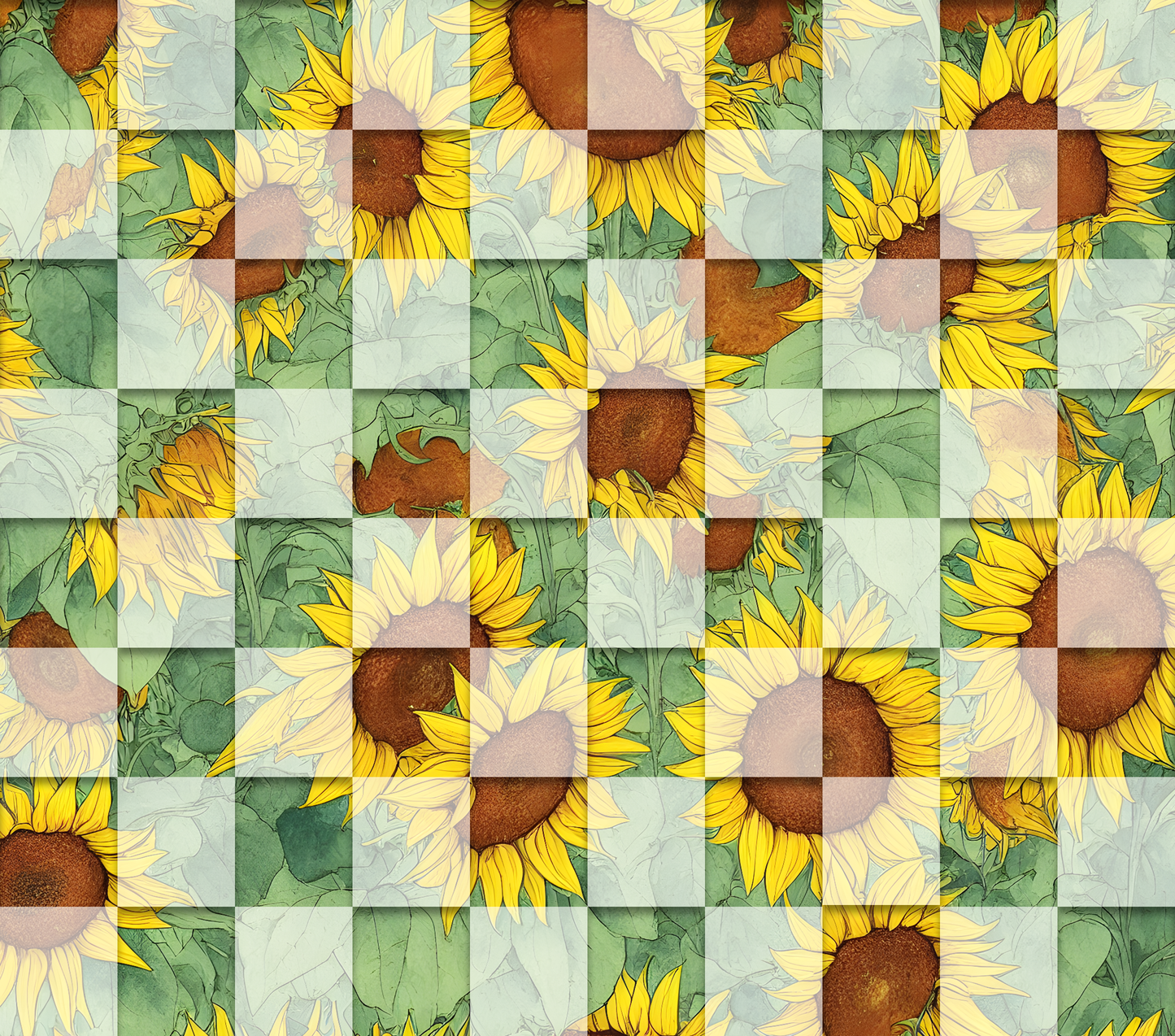 Sunflower Bloom Checkered 4-in-1 Can Cooler Cup