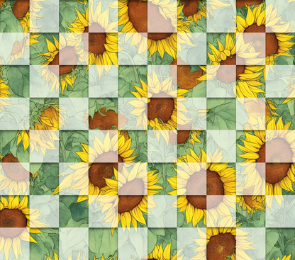 Sunflower Bloom Checkered 4-in-1 Can Cooler Cup