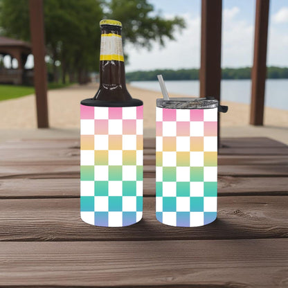 Sunset Checkered 4-in-1 Can Cooler Cup