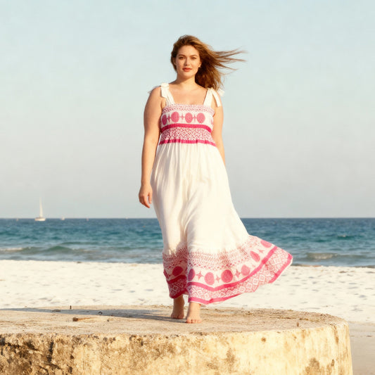 Sweet Bandage Slip Boho Print Dress in Red and White [Available in M-L]