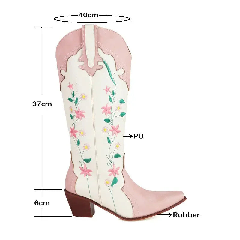 Sweet Cowgirl Boots Embroidery Floral Design Women Western Cowboy - Aaria Tees