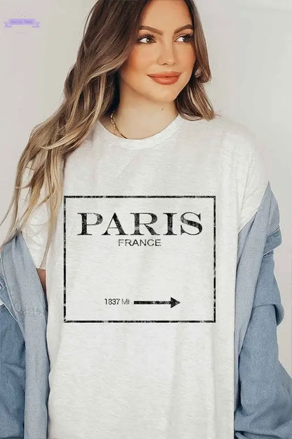 PARIS FRANCE GRAPHIC PLUS SIZE TEE / T-SHIRT - Aaria Tees