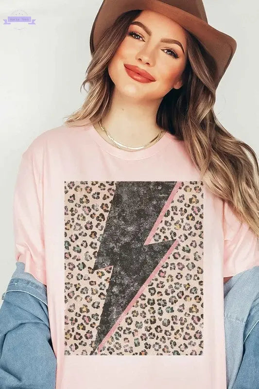 LEOPARD LIGHTNING GRAPHIC PLUS SIZE TEE / T-SHIRT - Aaria Tees