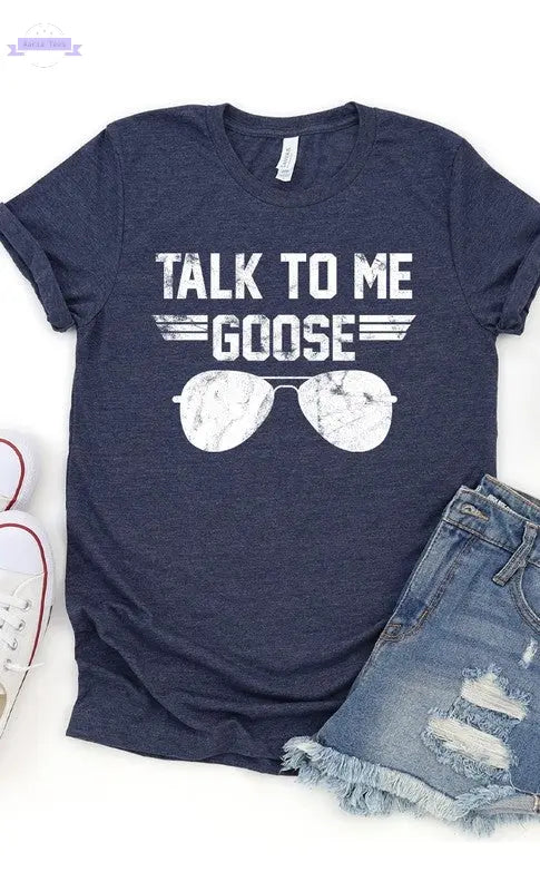 Talk to Me Goose White Ink Graphic Tee PLUS - Aaria Tees