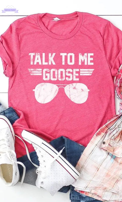 Talk to Me Goose White Ink Graphic Tee PLUS - Aaria Tees