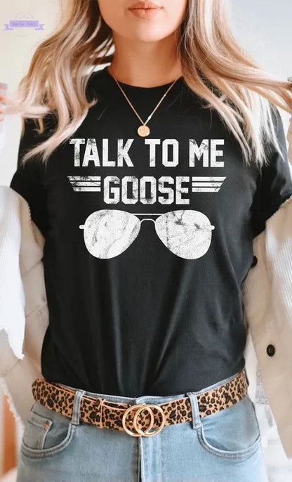 Talk to Me Goose White Ink Graphic Tee PLUS - Aaria Tees