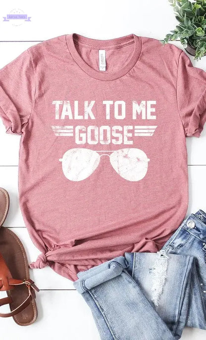 Talk to Me Goose White Ink Graphic Tee PLUS - Aaria Tees