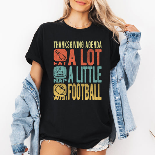 Thanksgiving Agenda, Turkey, Football, Fun, Autumn, Fall, Tshirt