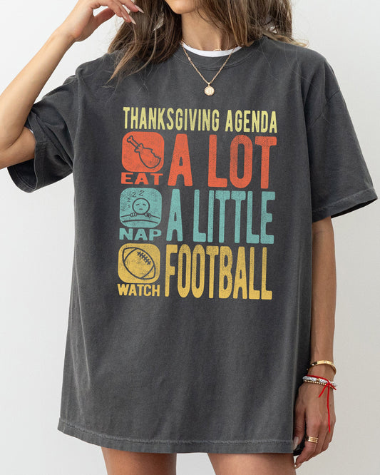 Thanksgiving Agenda, Turkey, Nap, Football, Funny, Autumn, Fall Shirt Comfort Colors T-Shirt