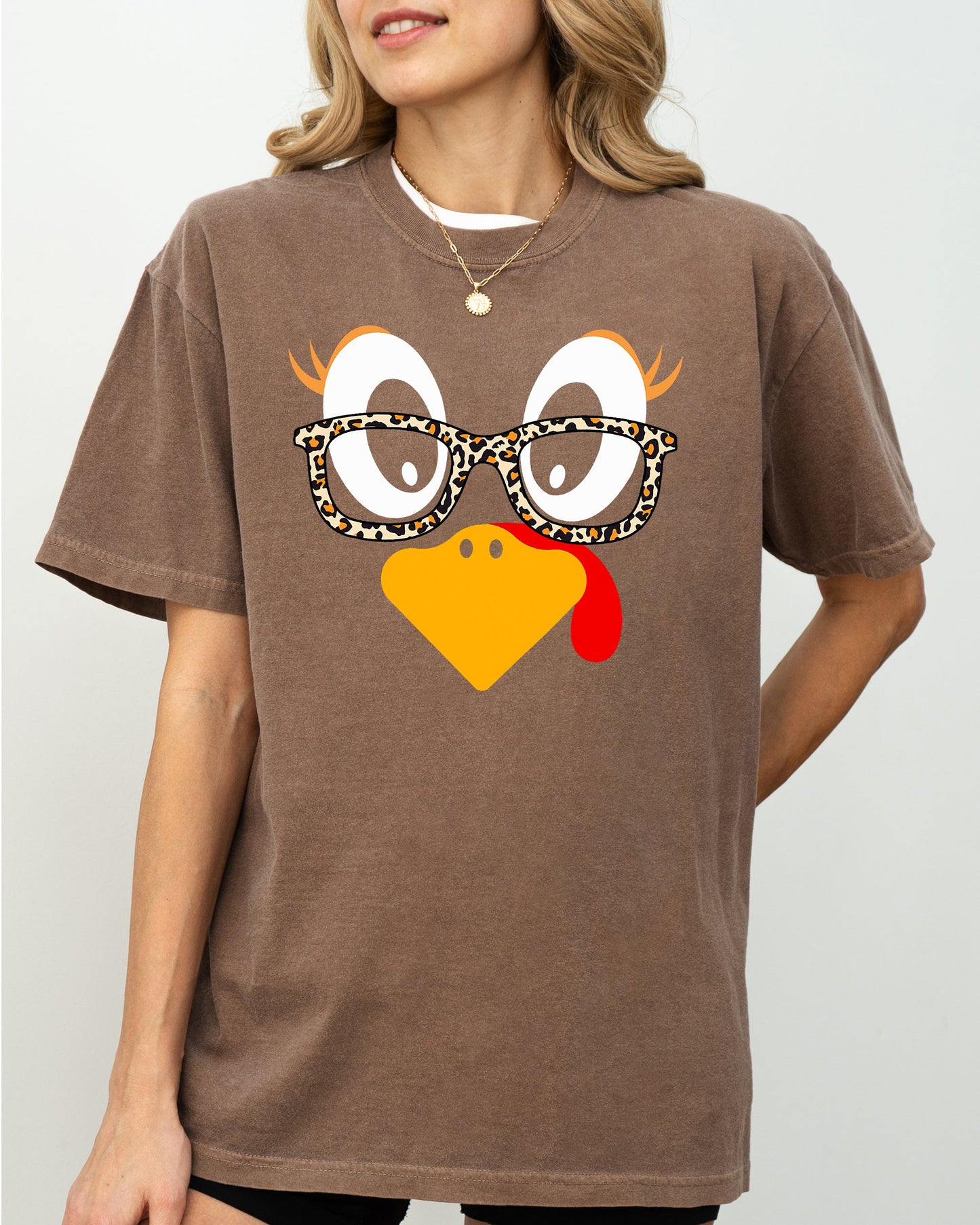 Thanksgiving Turkey Funny Face, Leopard Print, Teacher Chic, Fall, Autumn Shirt Comfort Colors T-Shirt