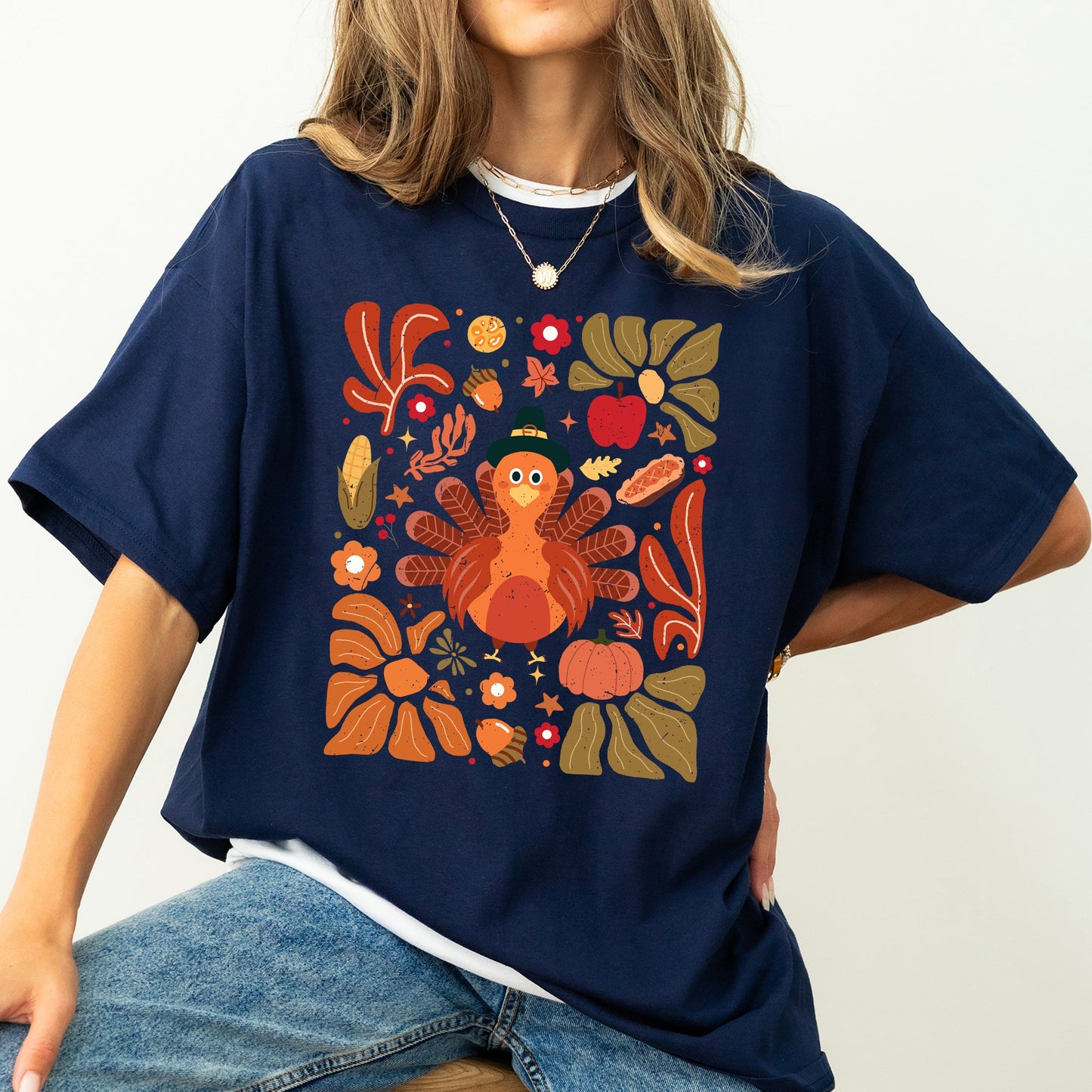 Thanksgiving Turkey, Flowers, Botanical, Boho, Autumn, Fall Tshirt Comfort Colors T-Shirt