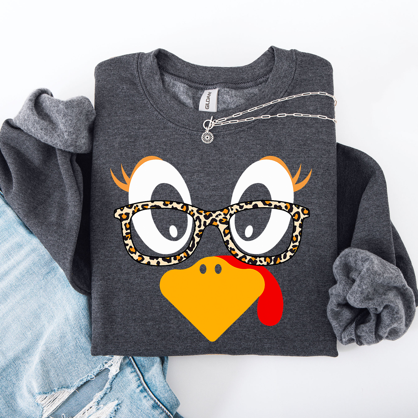 Thanksgiving, Teacher, Turkey, Cute, Leopard Print Sweatshirt