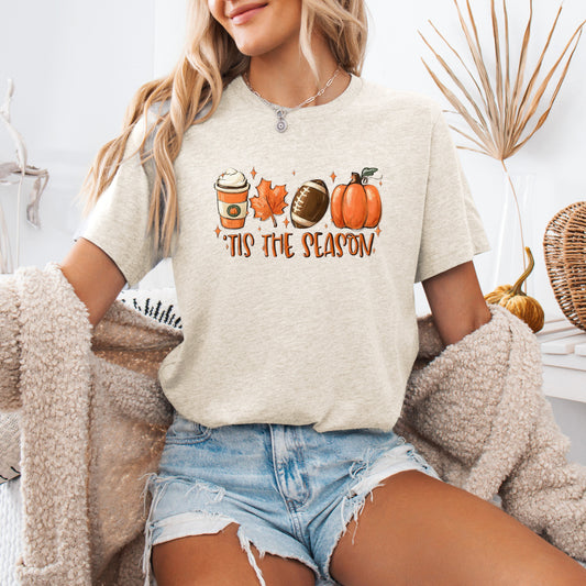 Tis The Season, Football, Game Day, Pumpkin, Coffee, Autumn, Fall, Tshirt