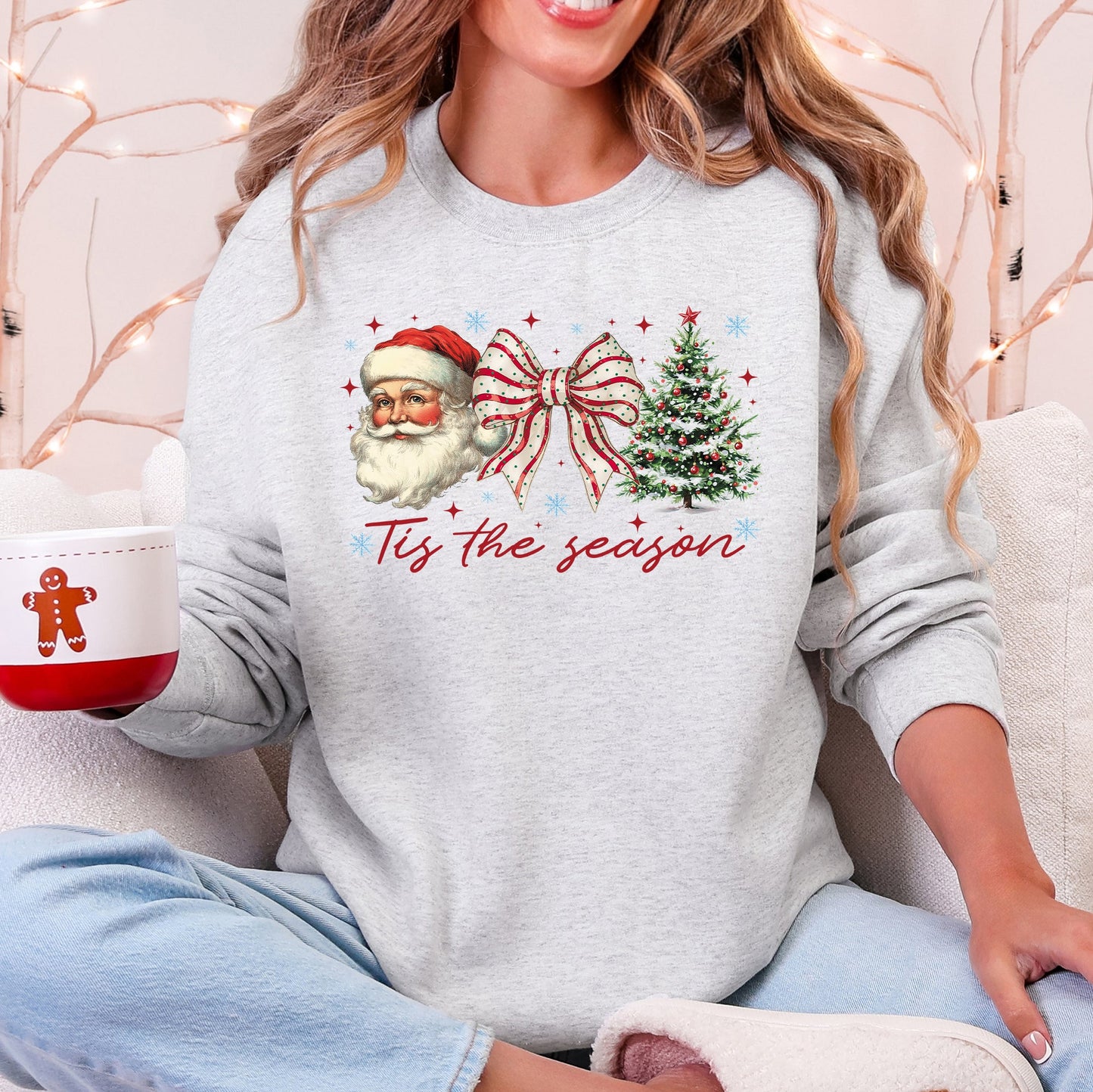 Tis The Season, Santa, Christmas Tree Sweatshirt